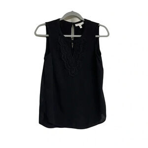 Pale Sky black medium tank with embroidered lace